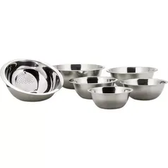 [AME SC 8,99] Conjunto de Tigelas 5 Peças Inox + Escorredor de Arroz - La Cuisine