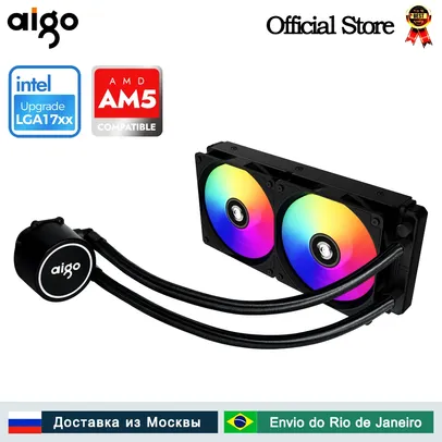  [COM IMPOSTO + MOEDAS] Water Cooler 240 mm Aigo ACSE240 Com Radiador e RGB Sockets  LGA 2011, 1151, 1155, AM3+ e AM4