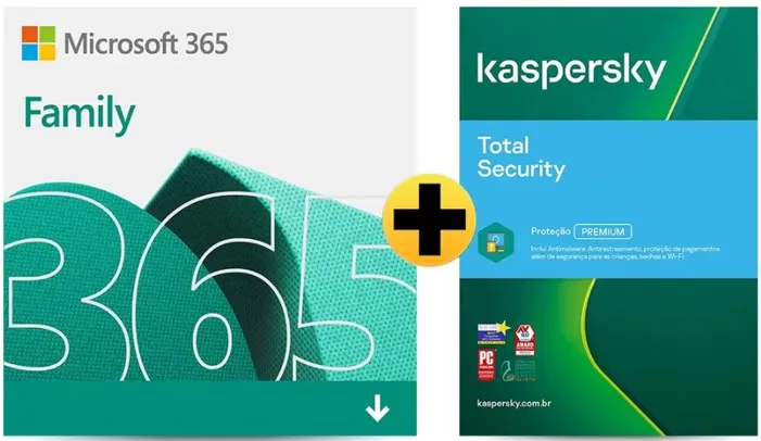 15 Meses de Microsoft 365 Family + 1 ano de Kaspersky Total Security