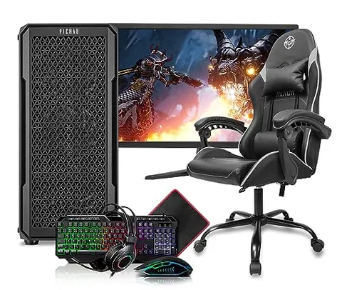 PC Gamer Completo Mancer, AMD Ryzen 5 4600G, 16GB DDR4, SSD 480GB + Monitor 21" + Cadeira Gamer