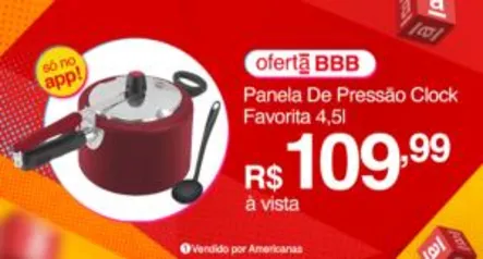 Panela de Pressão Clock Favorita 4,5L Alumínio Vermelha | R$100