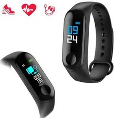 Relogio Inteligente Smartband M3 Monitor Cardíaco Relogio Azul - R$29