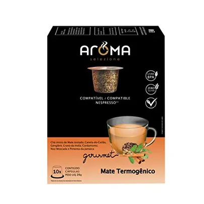 [R$9,67 SUPER] 10 Cápsulas de Chá Mate Thermogenico Aroma Selezione - Compatível com Nespresso