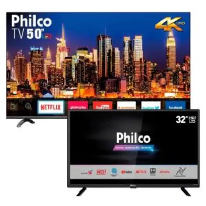 DUAS SMART TV POR 2500, PHILCO 50" 4K E 32" FHD