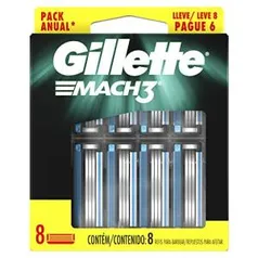 Carga para Aparelho de Barbear Gillette Mach3 - Leve 8 Pague 6