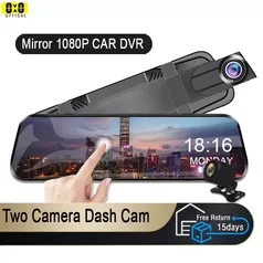 [CB Ali R$173] Retrovisor TouchScreen, Gravador de Vídeo, Câmera Frontal/Traseira