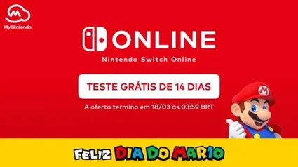 Nintendo Switch Online de Graça! Assinatura de teste gratuita de 14 dias do Nintendo Switch Online