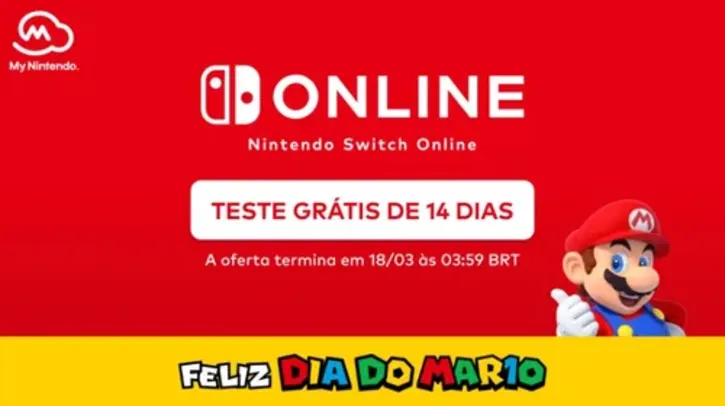 Nintendo Switch Online de Graça! Assinatura de teste gratuita de 14 dias do Nintendo Switch Online