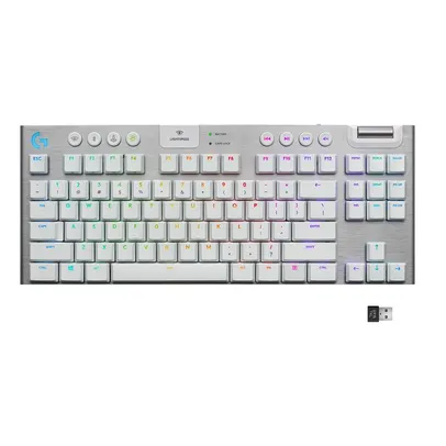 Teclado Mecânico Gamer Sem Fio Logitech G915 TKL RGB LIGHTSYNC, USB ou Bluetooth, Ultrafino, Switch GL Tactile, Branco