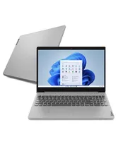  ( R$1104 SC  AME ) Notebook Lenovo Ideapad 3i I3-1115G4 4GB 256GB SSD W11 15.6" Prata