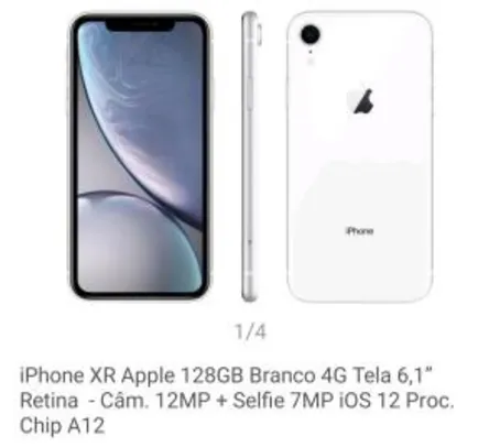 iPhone XR Apple 128GB Branco - R$3599