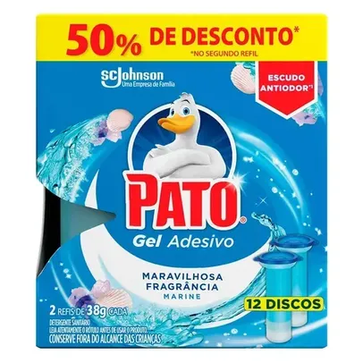 [Regional] Desodorizador Sanitário Pato Gel Adesivo 2 Refis Marine 12 discos