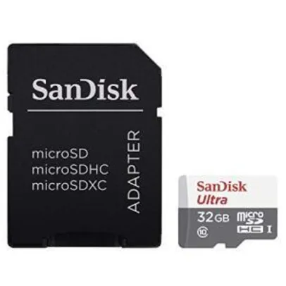 Cartão Micro SD SanDisk Ultra com Adaptador 32GB Classe 10 | R$20