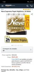 Neve Supreme Papel Higiênico, 24 Rolos por R$ 26