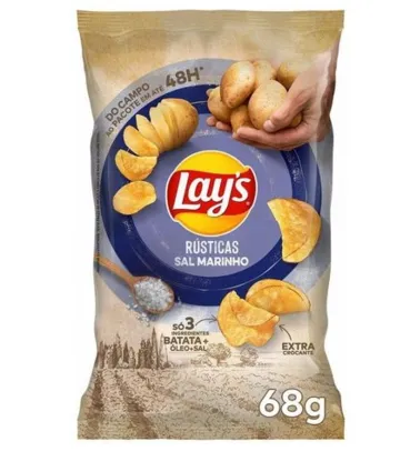 [AME SC R$3,83] Batata Frita Lays Rústica Sal Marinho 68G