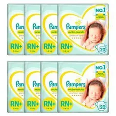 Fraldas Pampers Recém-Nascido Premium Care RN+ - 160 Unidades | R$103