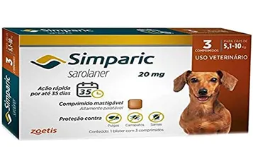 Zoetis Simparic 20mg 5,1 até 10Kg | 03 comprimidos