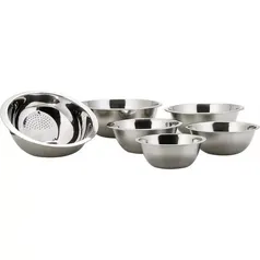 [AME R$25,00] Conjunto de Tigelas 5 Peças Inox + Escorredor de Arroz - La Cuisine