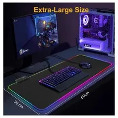 Mouse Pad Gamer Com Borda De Led RGB 7 cores 30cm X 80cm X 4mm - Exbom