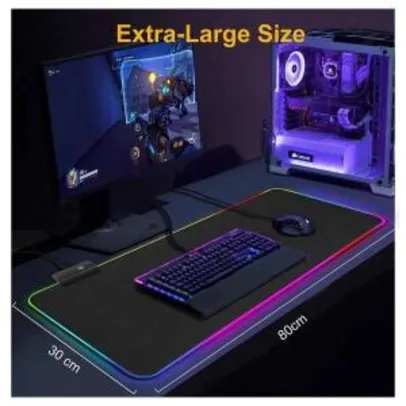 Mouse Pad Gamer Com Borda De Led RGB 7 cores 30cm X 80cm X 4mm - Exbom