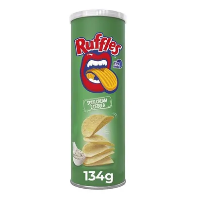 [Compre 6 = R$ 43,92] Salgadinho a Base de Batata Sour Cream e Cebola Ruffles Tira Onda Elma Chips Tubo - 134g