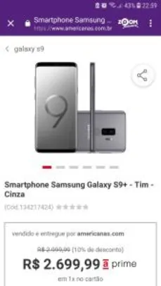 [Cartão Americanas] Smartphone Samsung Galaxy S9+ - Cinza | R$2699