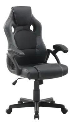 Cadeira de Escritório Trevalla TL-CDG-06 Gamer Preta com Estofado de Couro Sintético