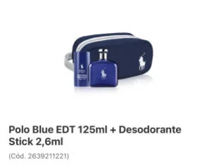 (R$265 AME) Polo Blue EDT 125ml + Desodorante Stick 2,6ml R$512