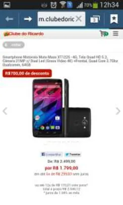 [Clube do Ricardo] Motorola Moto Maxx - R$1799