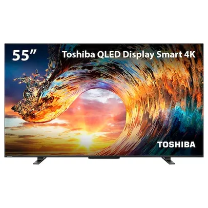 Smart TV 55" 4K QLED TB014M Toshiba 55M550L com WiFi, Bluetooth, 8 ms, 60 Hz, Dolby Audio e Comando de Voz