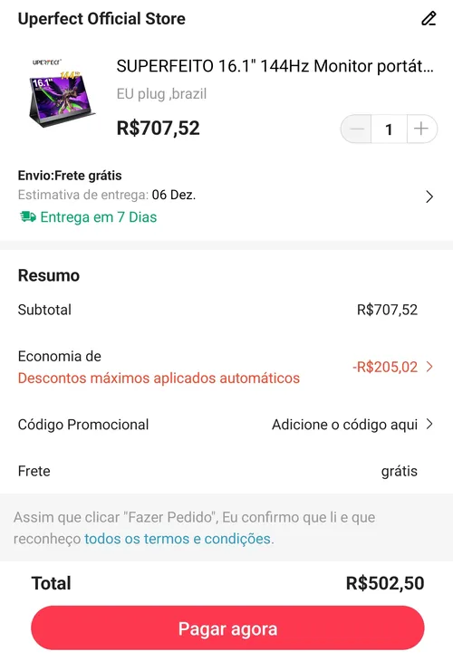 Imagem na descrição da promoção