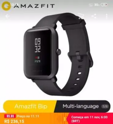 [Apenas 11/11] Smartwatch Xiaomi Amazfit Bip | R$235