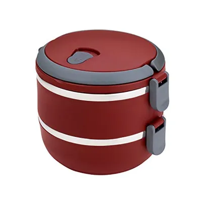 Marmita dupla Lunch Box Vermelha, LB1234-VM, Euro Home