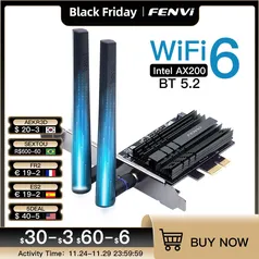 Placa Adaptador WiFi FV-AX3000(AX200)PCIE 3000mbps Fenvi