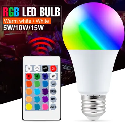 [Novos Usuários] Lâmpada Led 5W RGB + Controle Remoto | R$5