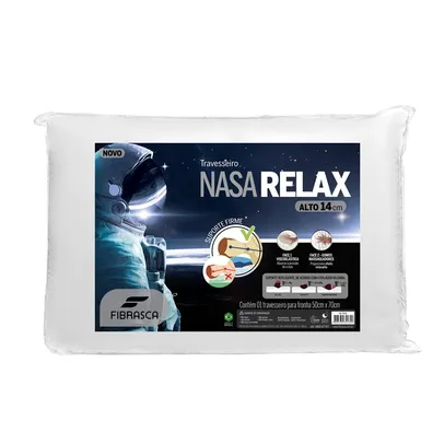 Travesseiro Fibrasca Poliuretano e Poliéster Nasa Alto Relax 59 x 39 cm 