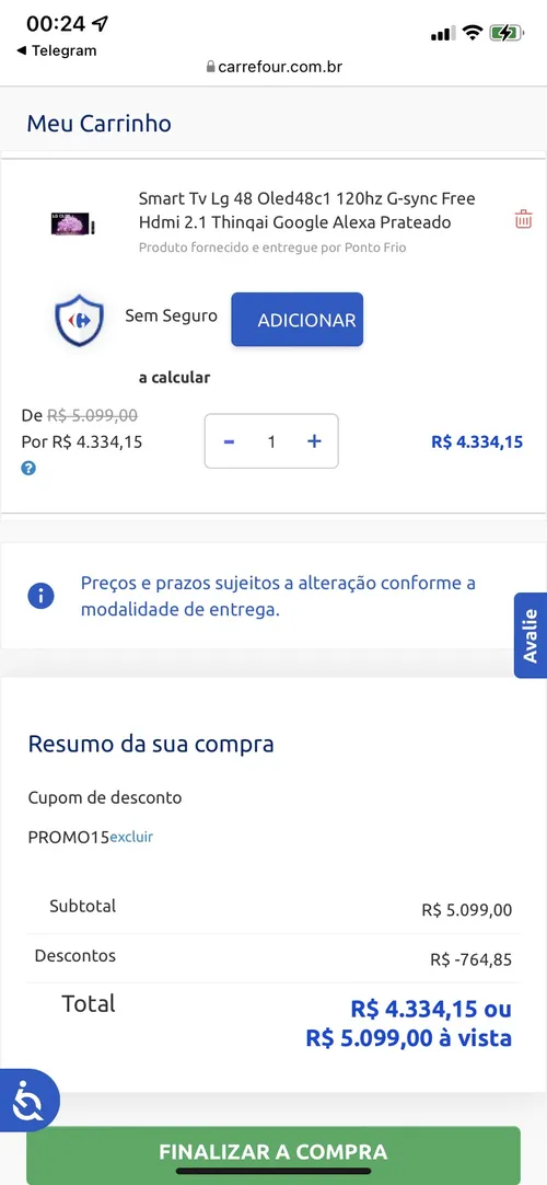 Imagem na descrição da promoção