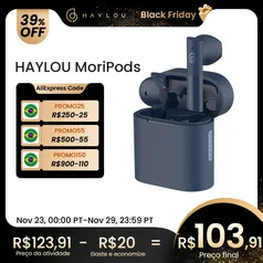 [Taxa inclusa] Fone De Ouvido Haylou Moripods, Qcc 3040, Bluetooth 5.2, Aptx Adaptativo/aac/sbc, 24h de bateria 