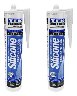 Kit 2x Silicone Transparente Tek Bond 280g / 300ml Cada