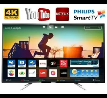 Smart TV LED 55'' Philips 55PUG6102/78 Ultra HD 4K com Conversor Digital, 4 HDMI, 2 Usb Wi-fi, 60hz