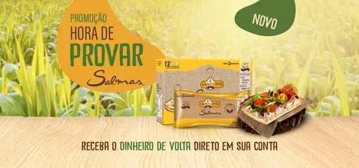 Hora de provar Salmas biscoito de milho. Receba até R$10 de volta direto na sua conta.