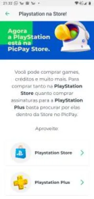 Playstation store disponível no PicPay