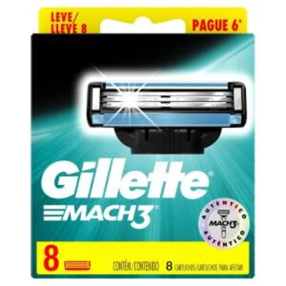 Saindo por R$ 43: Carga para Aparelho de Barbear Gillette Mach3 - 8 Unidades | R$43 | Pelando
