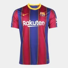 Camisa Barcelona Home 20/21 s/n° Torcedor Nike Masculina - Azul+Grená