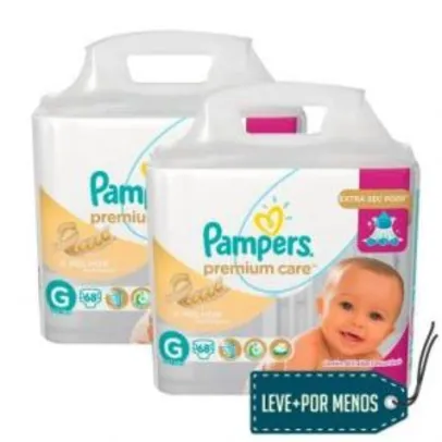  2 Pacotes de Fralda Pampers Premium Care Jumbo G - 136 unidades - R$129,80