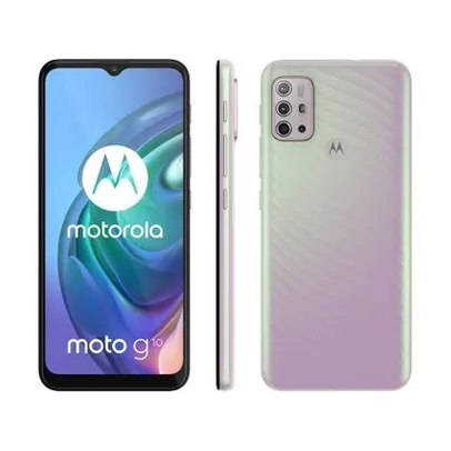 Smartphone Motorola Moto G10 64GB Branco Floral - 4G 4GB RAM Tela 6,5" | R$1299