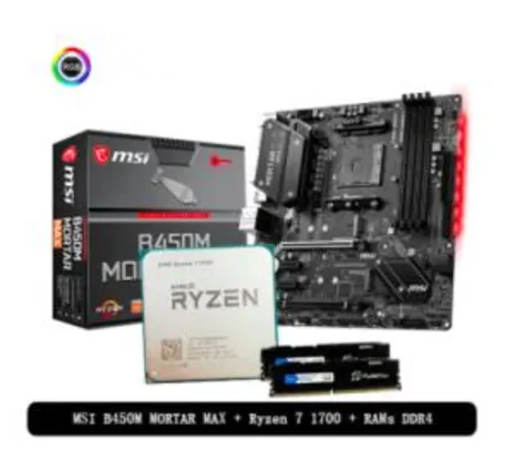 CPU AMD Ryzen R7 1700-B450M-2x8G | R$1.492