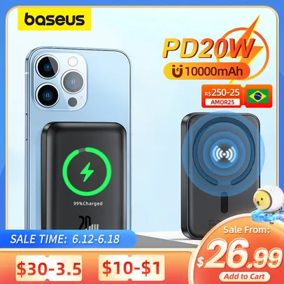 Power Bank Baseus SEM FIO 20W, POR INDUÇÃO, MAGSAFE para IPHONE 1000mAh