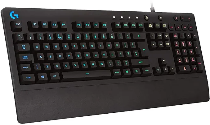 Teclado Gamer Logitech G213 Layout ABNT2, RGB LIGHTSYNC, Controles de Mídia Dedicados, Design Durável Resistente à Respingo