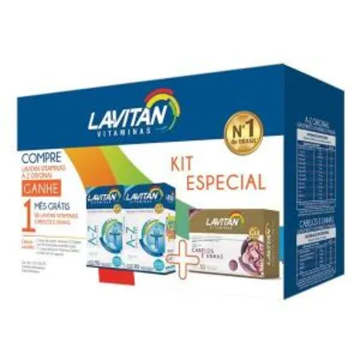Kit Lavitan AZ Mais 180 Comprimidos Grátis Hair 30 Comprimidos - R$30